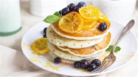 blueberry-greek-yogurt-pancakes-with-meyer-lemon image