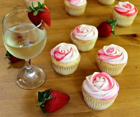 moscato-cupcakes-with-strawberry-frosting-homemade image