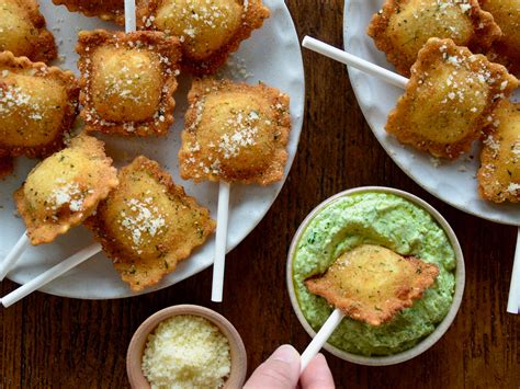 fried-ravioli-pops-with-pesto-dip-sponsored-food image