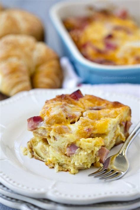 ham-and-cheese-croissant-breakfast-casserole image