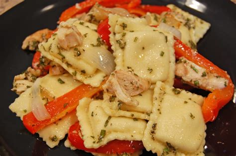 cheese-ravioli-with-pesto-red-peppers-and-grilled image