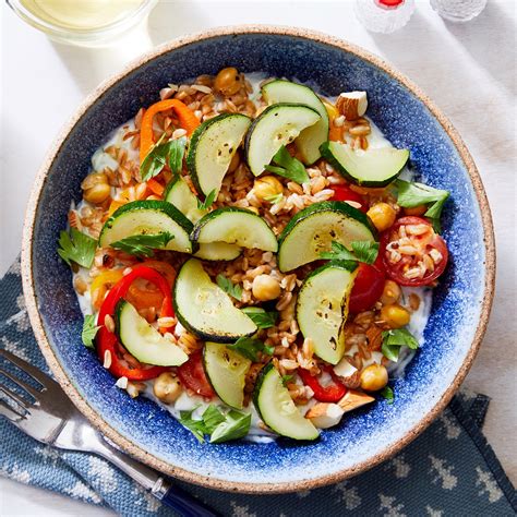 greek-style-farro-salad-with-marinated-vegetables image