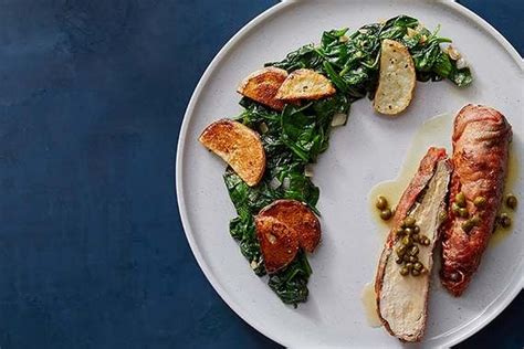 chicken-saltimbocca-with-roasted-potatoes-spinach image