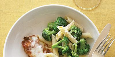 chicken-tenders-parmesan-with-penne-and-broccoli image