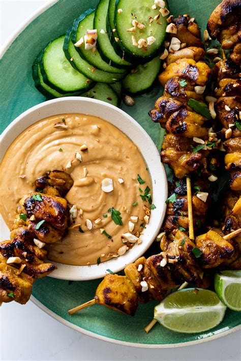easy-chicken-satay-with-peanut-sauce-simply-delicious image