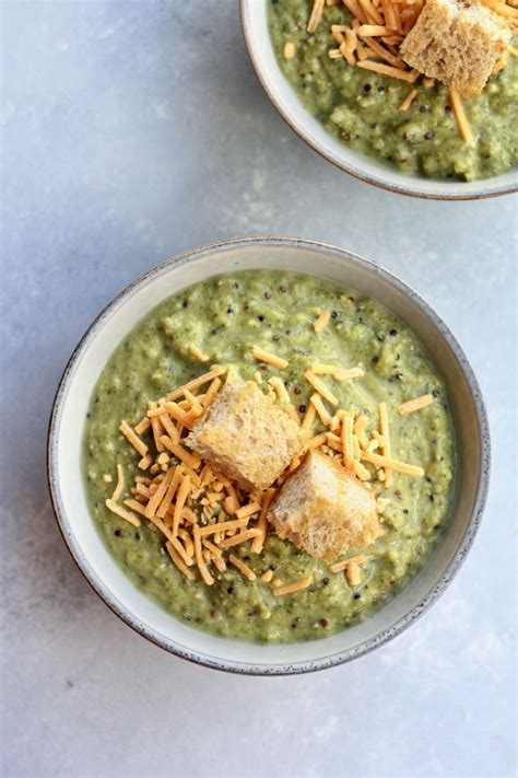broccoli-cheese-quinoa-soup-caits-plate image