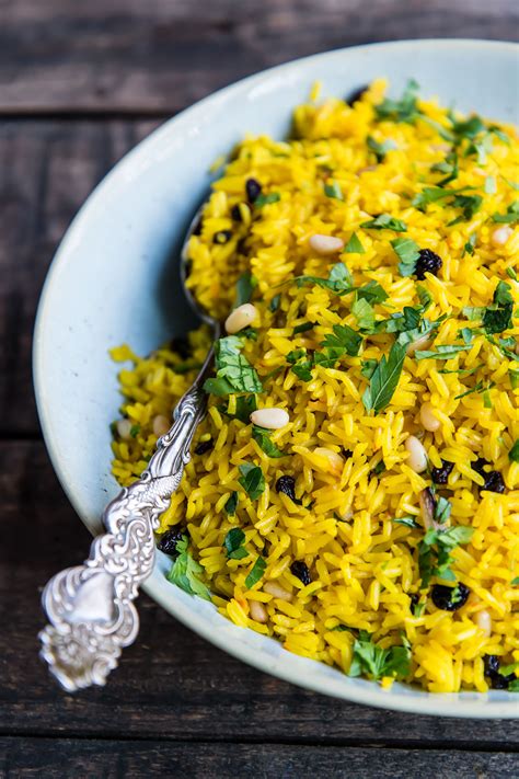 instant-pot-saffron-rice-with-currants-and-pine-nuts image