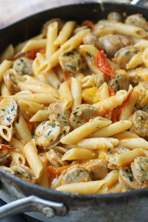20-minute-chicken-sausage-pasta-mostly-homemade image