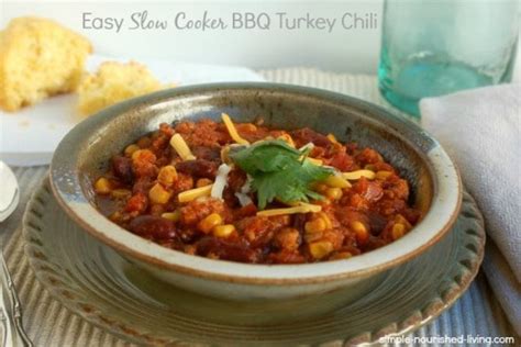 easy-slow-cooker-bbq-turkey-chili-recipe-simple-nourished-living image