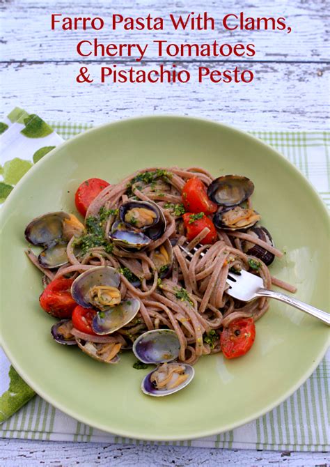 pasta-with-pistachio-pesto-cherry-tomatoes-clams image