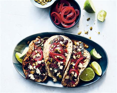 bean-and-poblano-tacos-with-quick-pickled-onions image