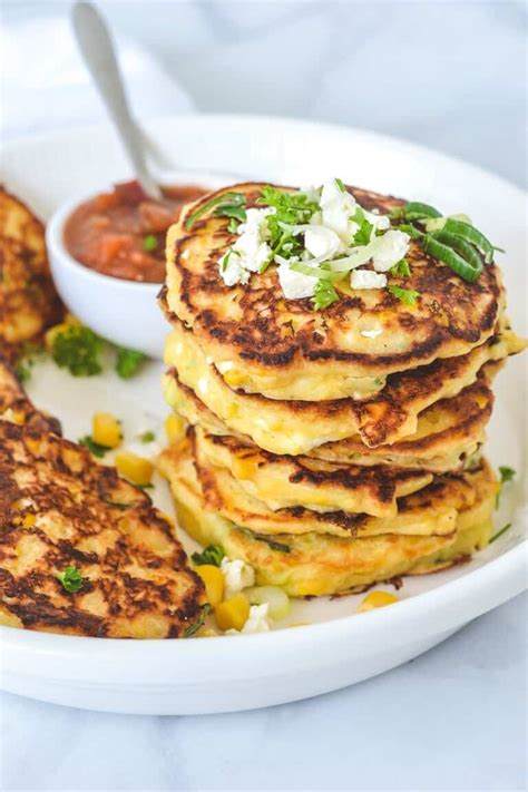 corn-fritters-with-creamed-corn-and-feta-the-cooking image