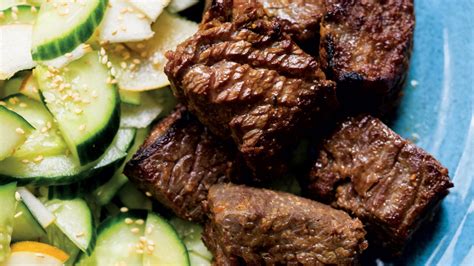 ginger-soy-steak-with-pear-cucumber-salad image