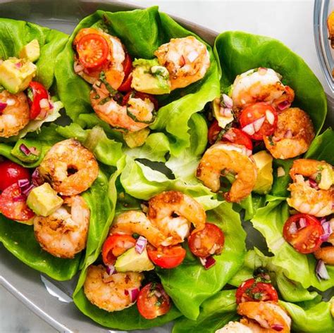 best-avocado-shrimp-salad-lettuce-wraps-recipe-delish image