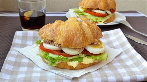 ham-tuna-egg-salad-on-croissant-quick-easy image