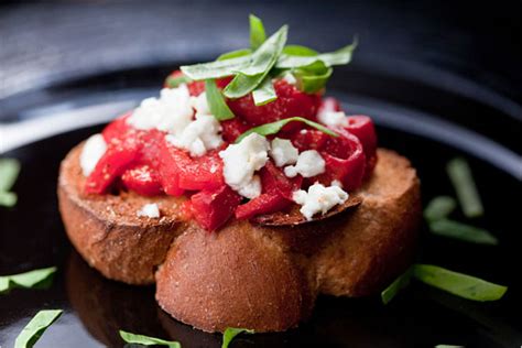 bruschetta-with-roasted-peppers-and-goat-cheese image