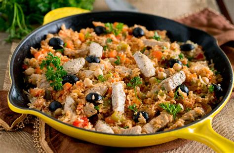 one-skillet-mediterranean-pork-and-rice-delicious image