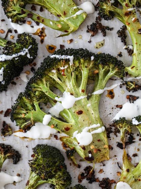 spicy-roasted-broccoli-with-lemon-goat-cheese-drizzle image