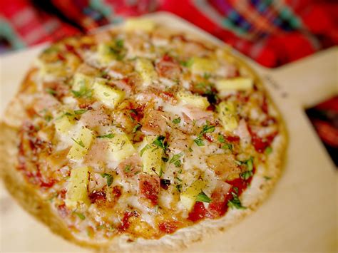 honey-ham-and-fresh-pineapple-pizza-honest-cooking image
