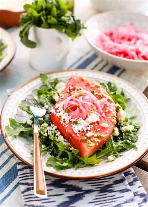 watermelon-summer-salad-with-mint-basil-vinaigrette image