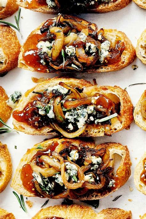 caramelized-onion-crostini-with-fig-jam-and-blue-cheese image