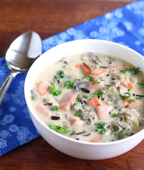 mushroom-ham-and-wild-rice-soup-the-daring-gourmet image