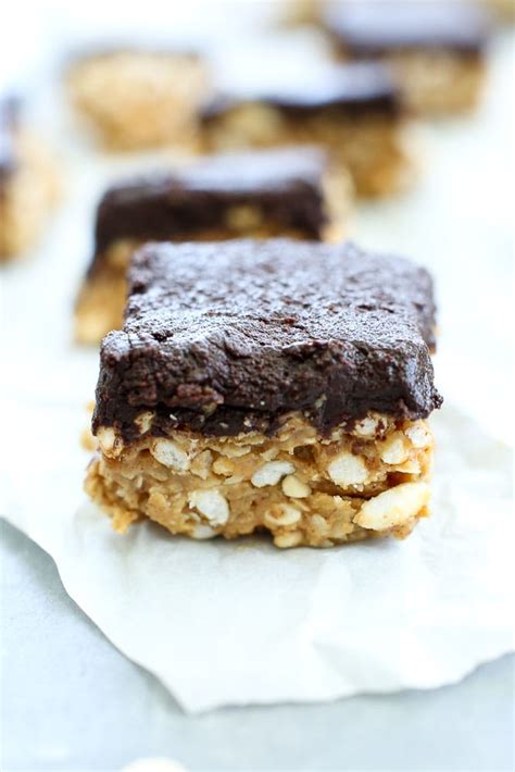 chocolate-peanut-butter-cereal-bars-happy-healthy-mama image