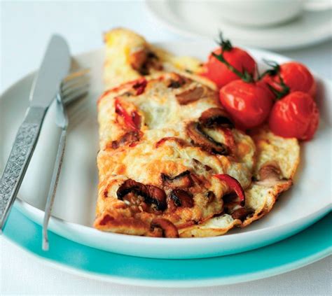 mushroom-and-pepper-omelette-with-roasted-tomatoes image