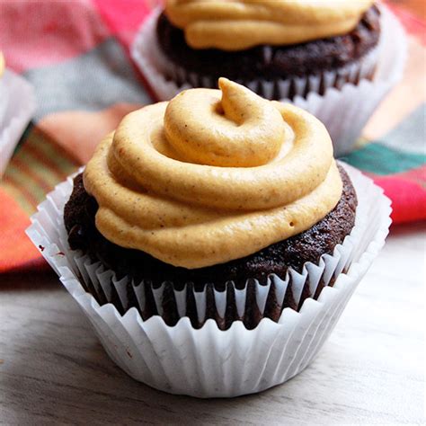 double-chocolate-cupcakes-with-pumpkin-frosting image