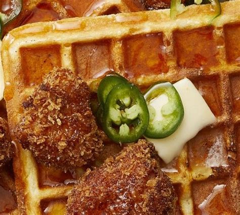 cornbread-waffles-with-spicy-chicken-the-pioneer image