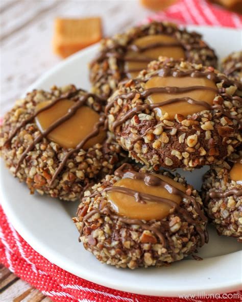 turtle-thumbprint-cookies-with-caramel-pecans-lil image