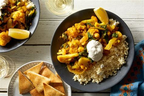 chickpea-cauliflower-tagine-with-couscous-pita-chips image