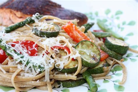 whole-wheat-linguine-with-spring-vegetables image