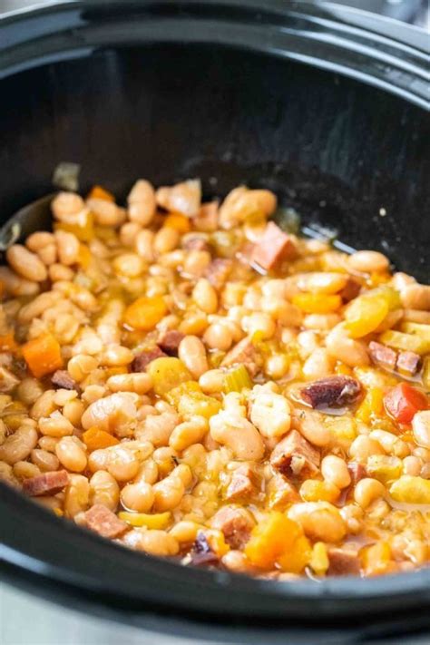 crock-pot-ham-and-bean-soup-plated-cravings image
