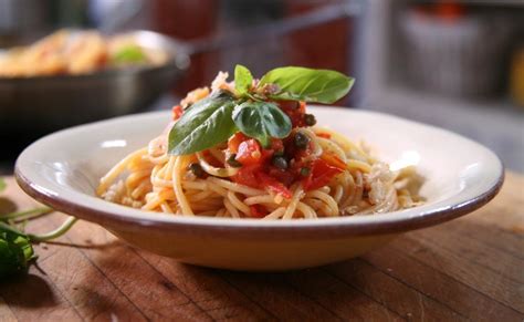 spaghetti-with-tomatoes-and-capers-lidia image