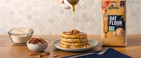 quaker-maple-pecan-oat-flour-pancakes-tasty image