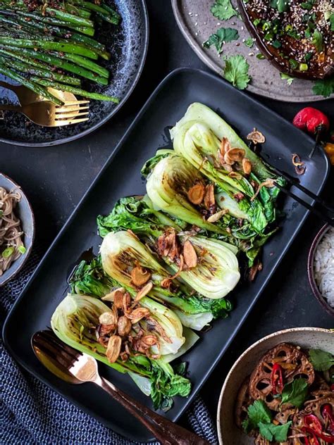 grilled-bok-choy-with-crispy-garlic-the image