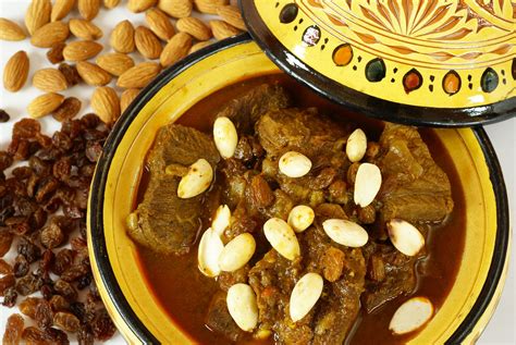 moroccan-lamb-tagine-with-raisins-almonds-and-honey image