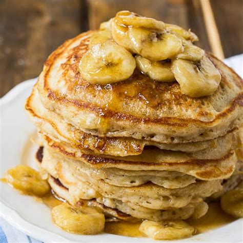 banana-pancakes-with-caramel-syrup-spicy-southern image