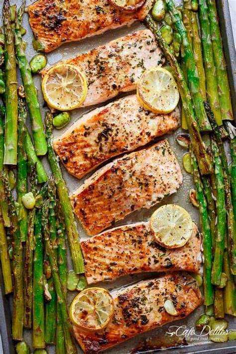 one-pan-lemon-garlic-baked-salmon-asparagus image