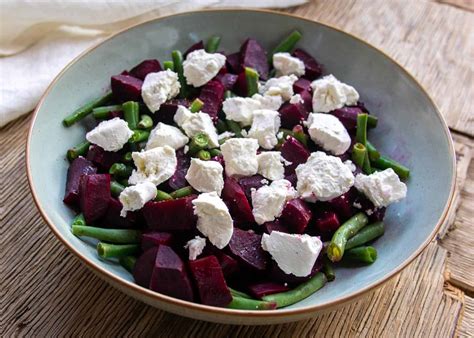 cold-beet-salad-with-goat-cheese-and-green-beans image