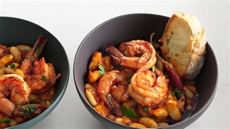 garlic-shrimp-and-white-beans-recipe-bon-apptit image