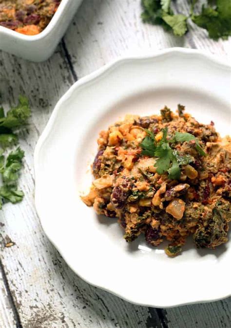 vegan-tempeh-and-kale-enchilada-casserole image