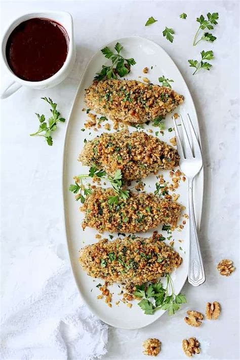 walnut-crusted-chicken-with-pomegranate-sauce image