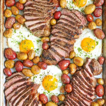 sheet-pan-steak-eggs-and-potatoes-damn-delicious image