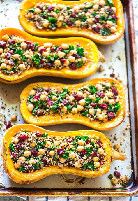 quinoa-stuffed-butternut-squash-with-cranberries-and-kale image