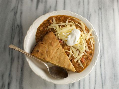 two-meat-chili-with-scallion-cornbread-the-weekender image