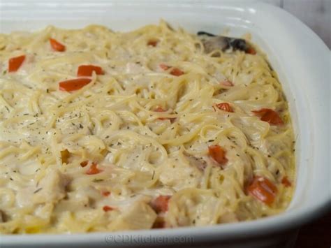 baked-three-cheese-chicken-tetrazzini-pasta-casserole image