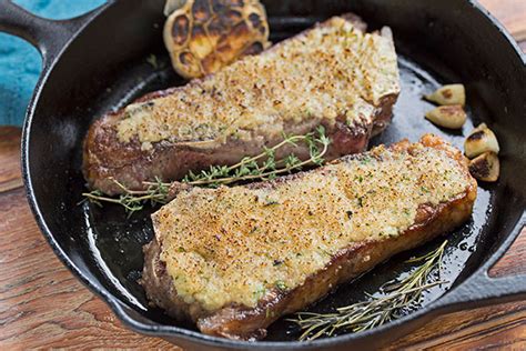 strip-steak-with-garlic-parmesan-crust-woodland-foods image