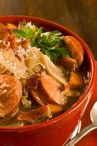 slow-cooker-smoked-sausage-sauerkraut-soup image